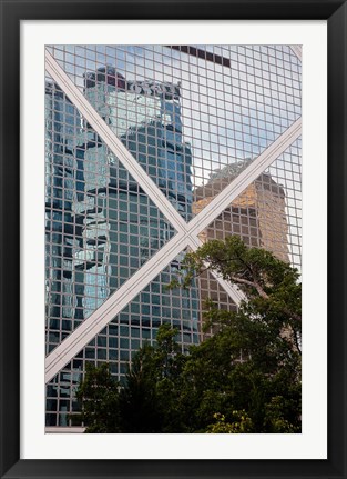 Framed Reflections On Building, Hong Kong, China Print