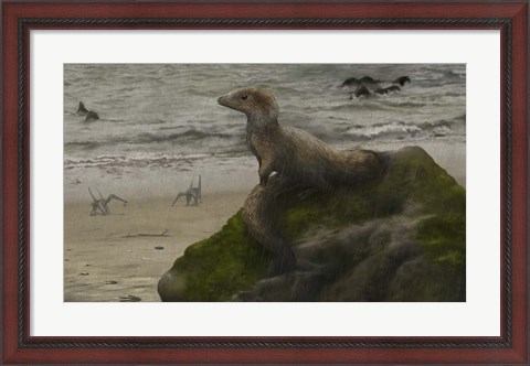 Framed Sciurumimus, a possible baby megalosaurid theropod Print