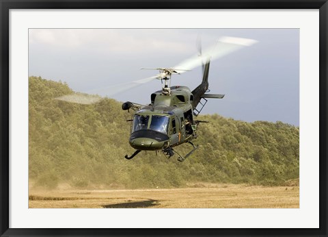 Framed Italian Air Force AB-212 ICO helicopter departs the landing zone, Italy Print