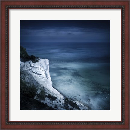 Framed Chalk mountain and sea, Mons Klint cliffs, Denmark Print