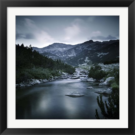 Framed Small river in the mountains of Pirin National Park, Bansko, Bulgaria Print