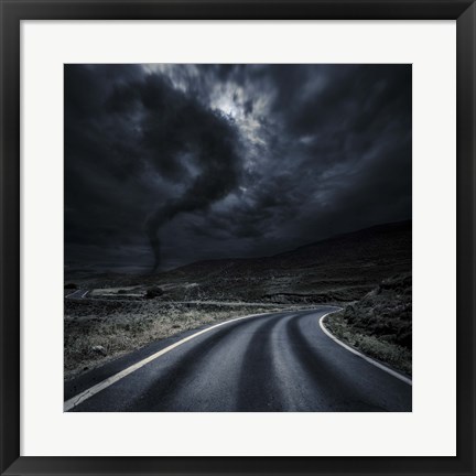 Framed Tornado near a winding road in the mountains, Crete, Greece Print