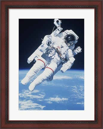 Framed AstronautTaking a Spacewalk Print