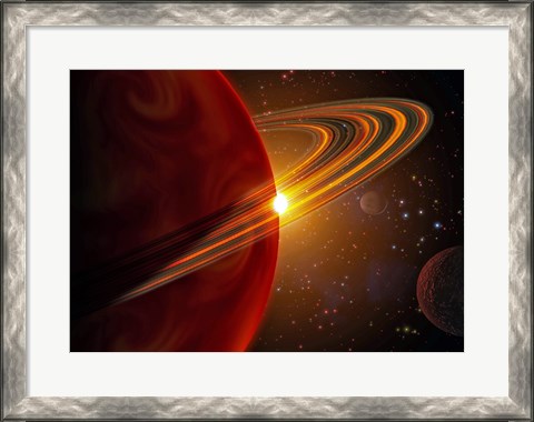 Framed Extrasolar planet orbiting the sun-like star in space Print