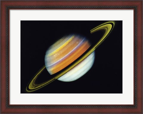 Framed Saturn Taken By Voyager 2 From A Distance of 27 Million Miles Print