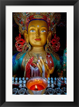 Framed Maitreya Buddha at Thiksey Monastery, Leh, Ledakh, India Print