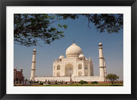 Framed Asia, India, Taj Mahal with trees above as framing element Print