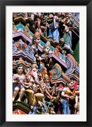 Framed Hindu Figurines on Temple, Bangalore, India Print