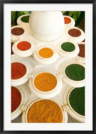 Framed Bowls of Spices from Above, Agra, India Print