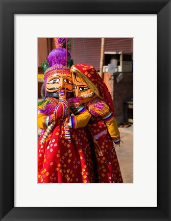Framed Puppets For Sale in Downtown Center of the Pink City, Jaipur, Rajasthan, India Print