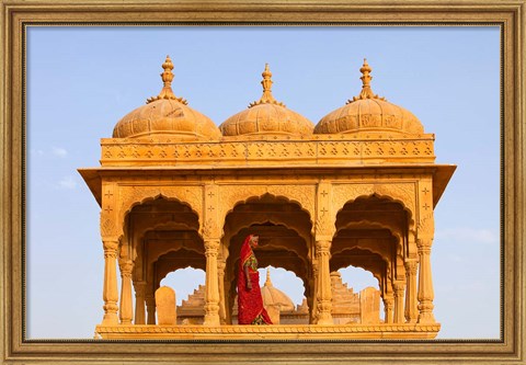 Framed Native woman, Tombs of the Concubines, Jaiselmer, Rajasthan, India Print