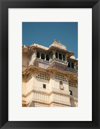 Framed Decorated balconies, City Palace, Udaipur, Rajasthan, India. Print