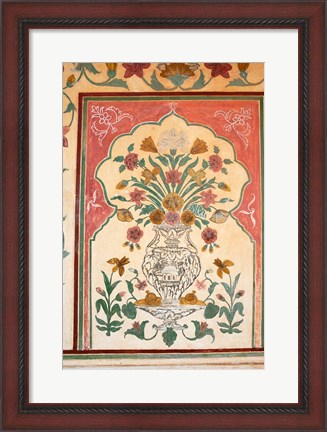 Framed Fresco, Amber Fort, Jaipur, Rajasthan, India. Print