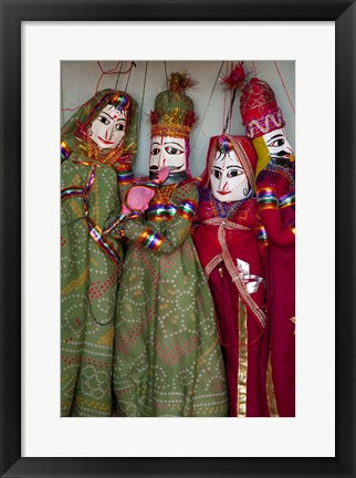 Framed Kathputli, traditional Rajasthani puppets, Pushkar, Rajasthan, India Print