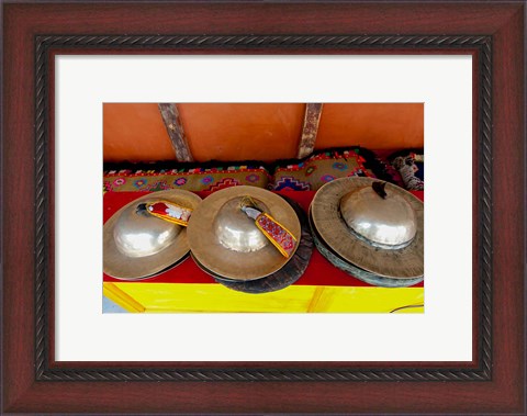 Framed Brass cymbals at Hemis Monastery, Ladakh, India Print