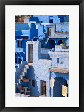 Framed Traditional blue painted house, Jodphur, Rajasthan, India Print