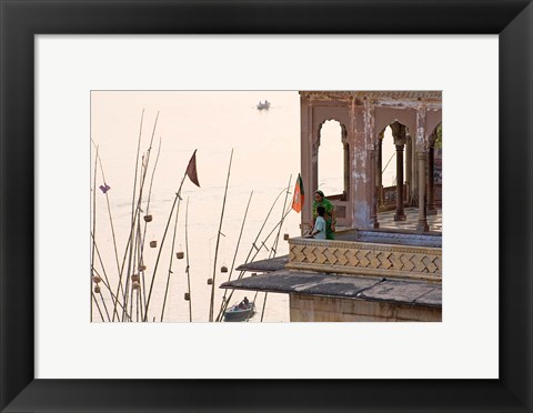 Framed Daily Life Along The Ganges River, Varanasi, India Print