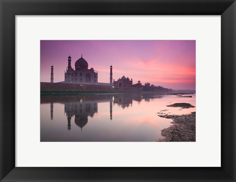 Framed Taj Mahal From Along the Yamuna River at Dusk, India Print