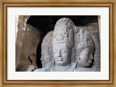 Framed Mahesamurti of Elephant Island Caves, Mumbai, India Print