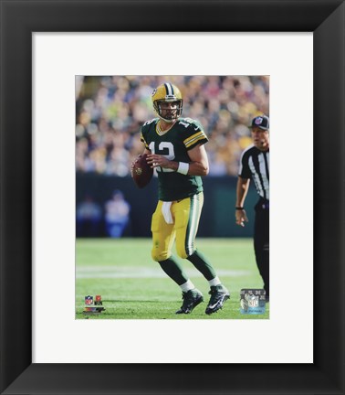 Framed Aaron Rodgers 2014 holding the ball Print