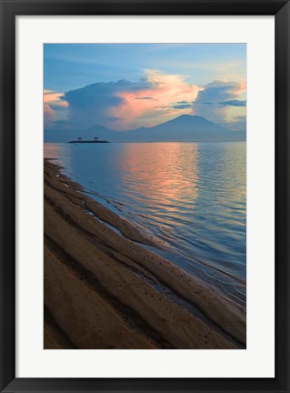 Framed Indonesia, Bali Sanur Beach with Mount Gunung Agung Print