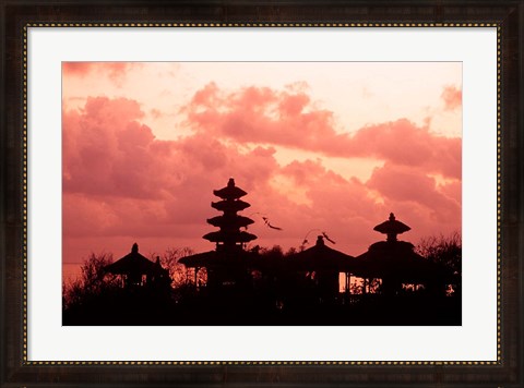 Framed Sunset at the Temple by the Sea, Tenah Lot, Bali, Indonesia Print