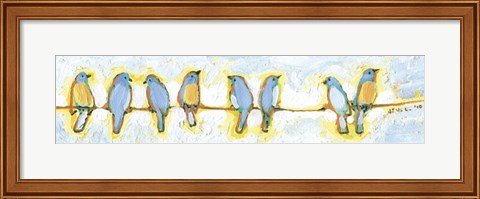 Framed Eight Little Bluebirds Print
