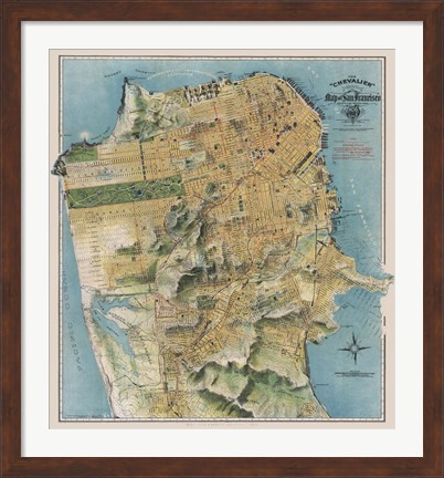 Framed Map of San Francisco, California, 1912 Print