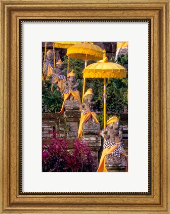 Framed Statues at Mother Temple Adorned in Yellow, Indonesia Print