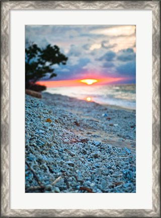 Framed Gili Islands, Indonesia, Sunset along the beach Print