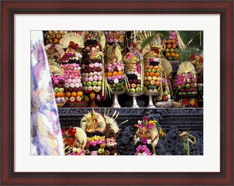 Framed Hindu Full Moon Ceremony at Pura Gubug Temple, Indonesia Print