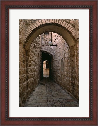Framed Arch of Jerusalem Stone and Narrow Lane, Israel Print