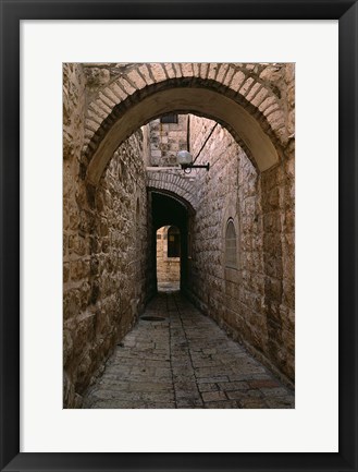 Framed Arch of Jerusalem Stone and Narrow Lane, Israel Print