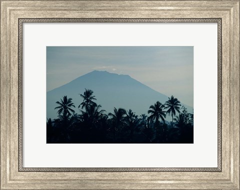 Framed Bali, Volcano Gunung Agung, palm trees Print