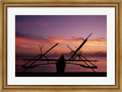 Framed Indonesia, Perahu, Doubleoutrigger fishing canoe Print