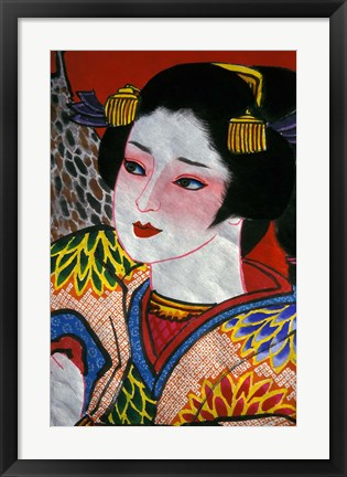 Framed Geisha, Warrior Folk Art, Takamatsu, Shikoku, Japan Print