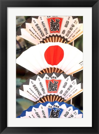 Framed Colorful Artwork on Fans, Kyoto, Japan Print