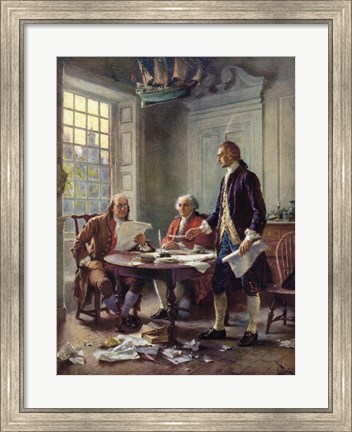 Framed Writing the Declaration of Independence, 1776 Print