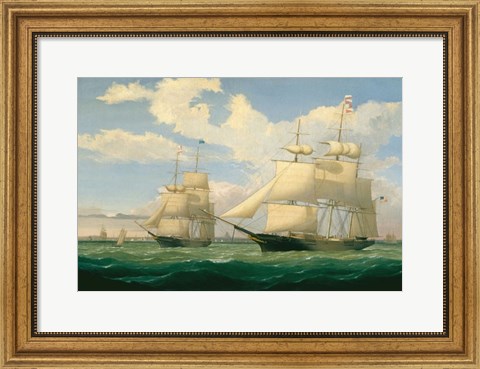 Framed Ships &quot;Winged Arrow&quot; and &quot;Southern Cross&quot; in Boston Harbor, 1853 Print