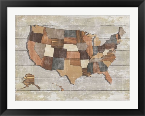 Framed Wood Map Print