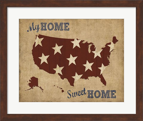 Framed My Home Sweet Home USA Map Print