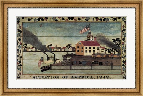 Framed Situation of America, 1848 Print
