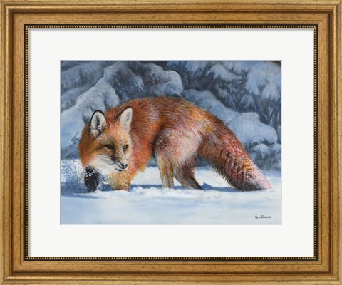 Framed Fox at the Pines Print