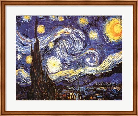 Framed Starry Night, c.1889 Print