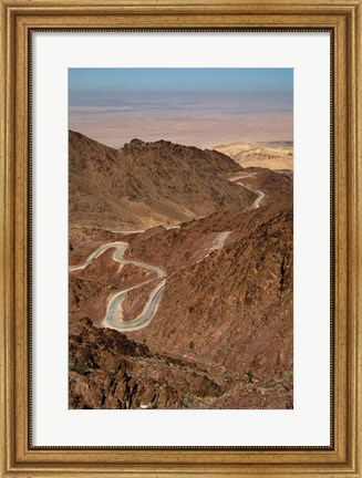 Framed Jordan, Winding highway from Wadi Musa to Wadi Araba Print