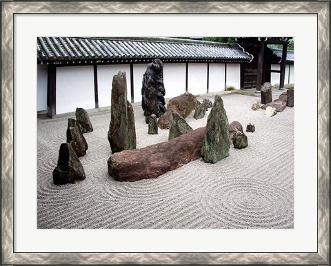 Framed Stone Zen Garden, Kyoto, Japan Print