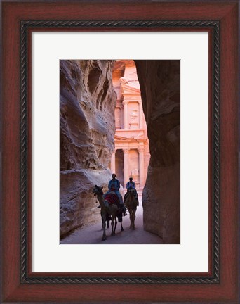 Framed Tourists in Al-Siq leading to Facade of Treasury (Al Khazneh), Petra, Jordan Print