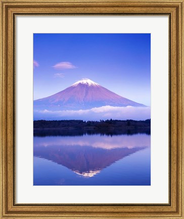 Framed Mt Fuji with Lenticular Cloud, Motosu Lake, Japan Print