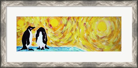 Framed Starry Night Penguin I Print