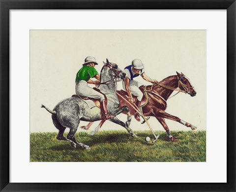 Framed Polo - two horses Print